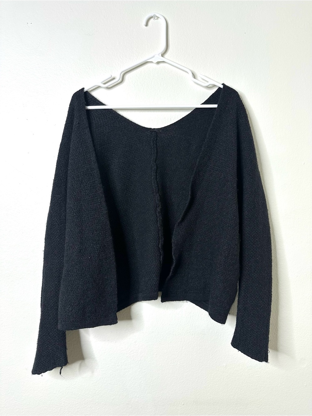 Women's Black Oversized Knit Scoop Neck Long Sleeve Pullover Sweater One Size